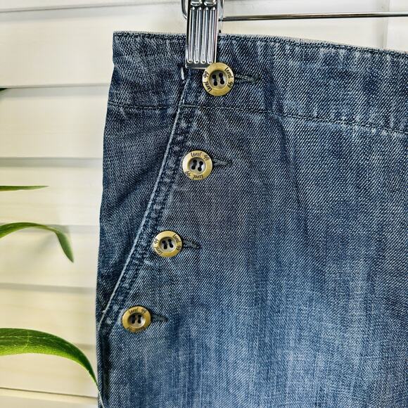 New Anthropologie Level 99 Denim Pencil‎ Skirt Sailor Button Front Size 29 - Picture 4 of 13